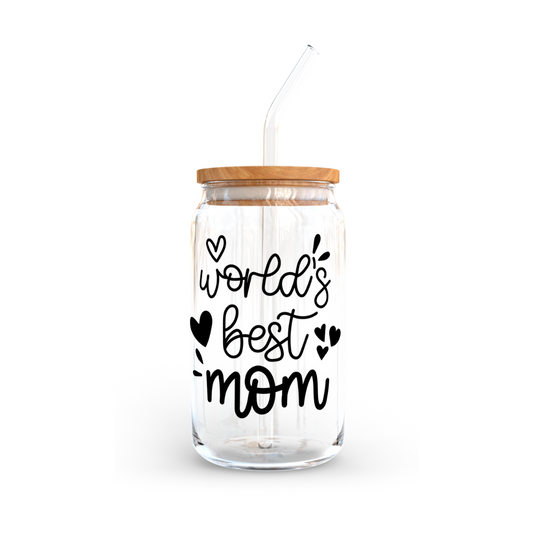 Vaso con tapa bambú "World's best mom"